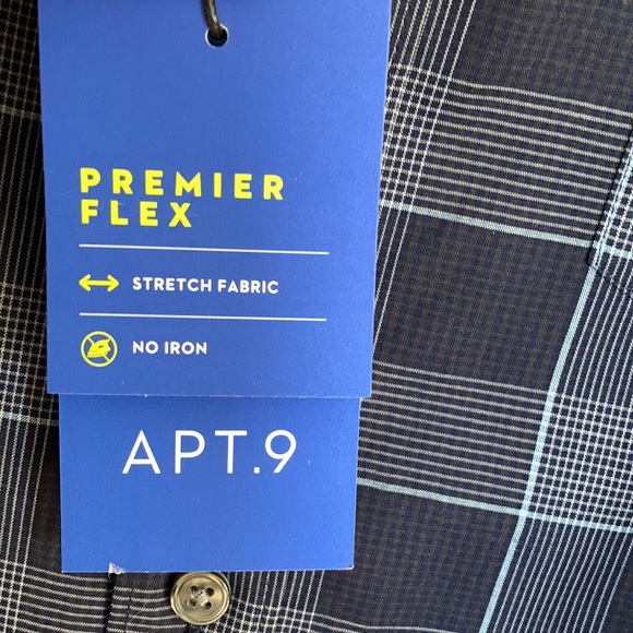 Apt 9 premier flex no iron plaid print button down shirt size L - Picture 6 of 17